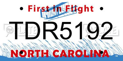 TDR5192 North Carolina License Plate
