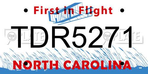 TDR5271 North Carolina License Plate