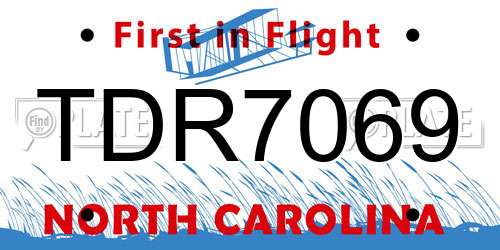 TDR7069 North Carolina License Plate