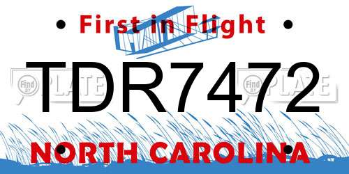 TDR7472 North Carolina License Plate