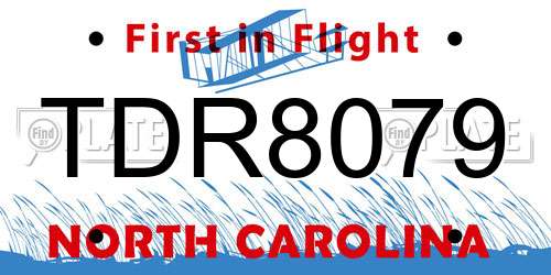 TDR8079 North Carolina License Plate