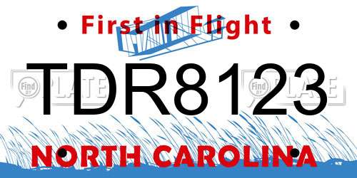 TDR8123 North Carolina License Plate