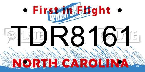 TDR8161 North Carolina License Plate