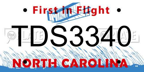 TDS3340 North Carolina License Plate