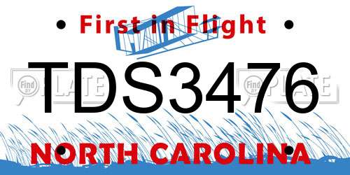 TDS3476 North Carolina License Plate