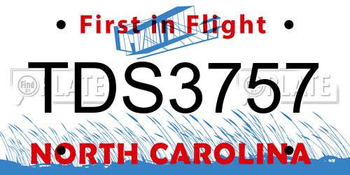 TDS3757 North Carolina License Plate