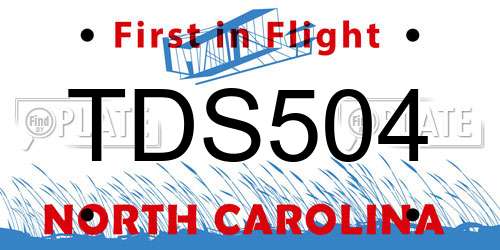TDS504 North Carolina License Plate