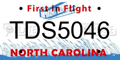 TDS5046 North Carolina License Plate