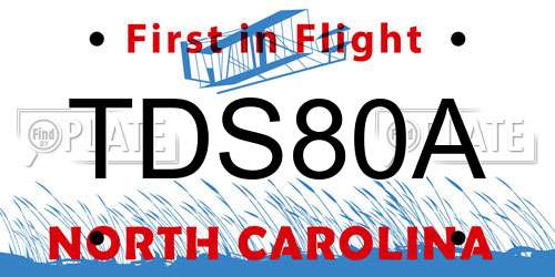TDS80A North Carolina License Plate