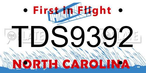 TDS9392 North Carolina License Plate