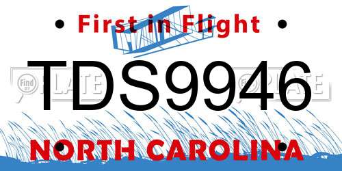 TDS9946 North Carolina License Plate