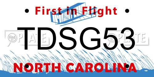 TDSG53 North Carolina License Plate