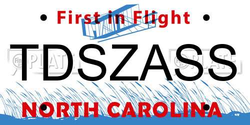 TDSZASS North Carolina License Plate
