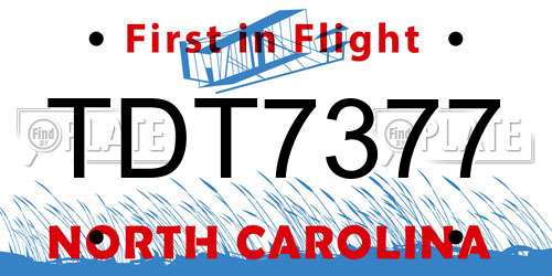 TDT7377 North Carolina License Plate