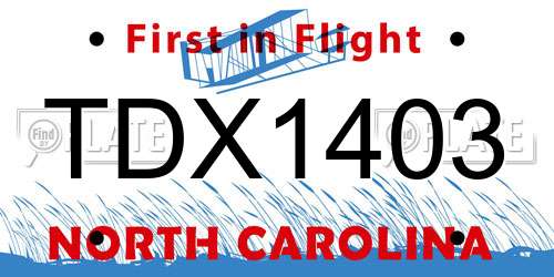 TDX1403 North Carolina License Plate