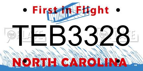 TEB3328 North Carolina License Plate