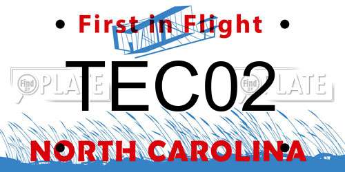 TEC02 North Carolina License Plate