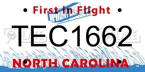 TEC1662 North Carolina License Plate