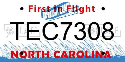 TEC7308 North Carolina License Plate