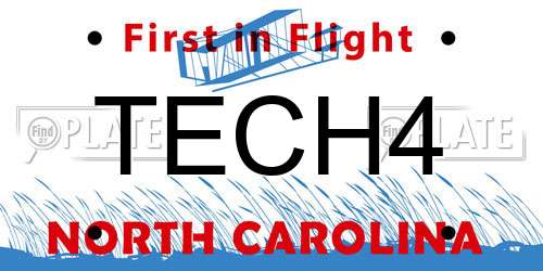 TECH4 North Carolina License Plate
