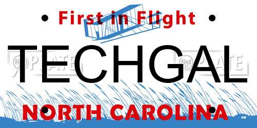 TECHGAL North Carolina License Plate