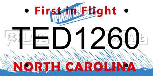 TED1260 North Carolina License Plate