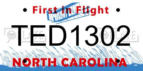 TED1302 North Carolina License Plate