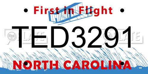 TED3291 North Carolina License Plate