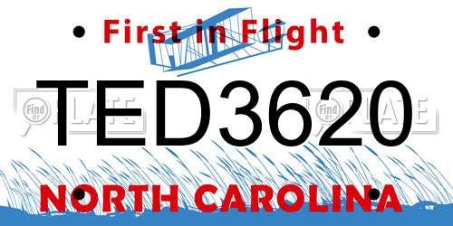 TED3620 North Carolina License Plate
