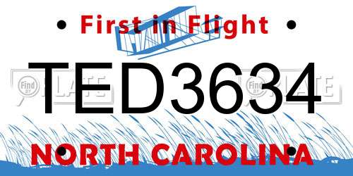 TED3634 North Carolina License Plate