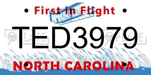 TED3979 North Carolina License Plate