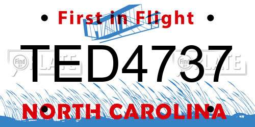 TED4737 North Carolina License Plate