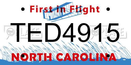 TED4915 North Carolina License Plate