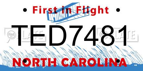 TED7481 North Carolina License Plate