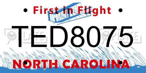 TED8075 North Carolina License Plate