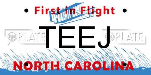 TEEJ North Carolina License Plate