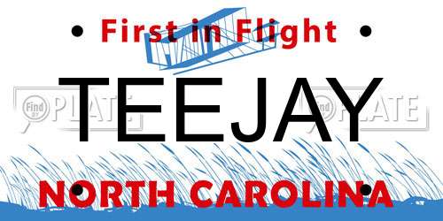 TEEJAY North Carolina License Plate