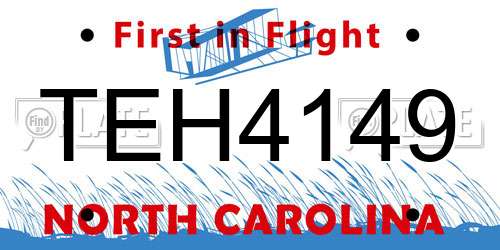 TEH4149 North Carolina License Plate