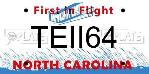 TEII64 North Carolina License Plate