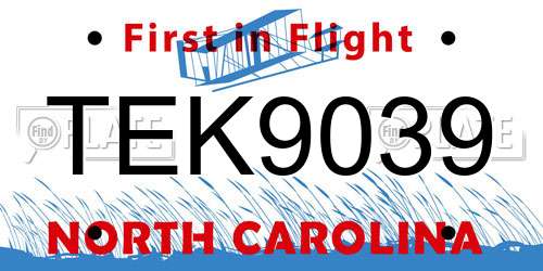 TEK9039 North Carolina License Plate