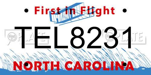 TEL8231 North Carolina License Plate