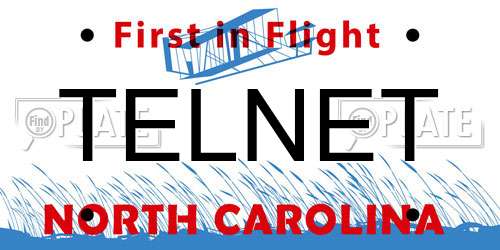 TELNET North Carolina License Plate