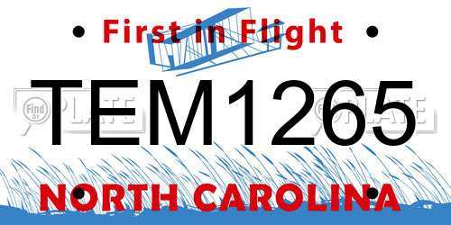 TEM1265 North Carolina License Plate