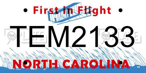 TEM2133 North Carolina License Plate