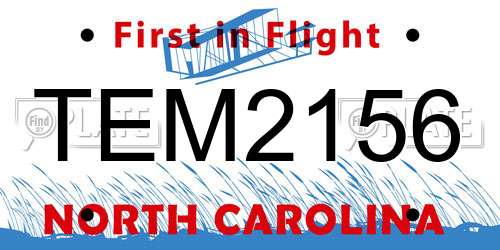 TEM2156 North Carolina License Plate