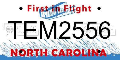 TEM2556 North Carolina License Plate