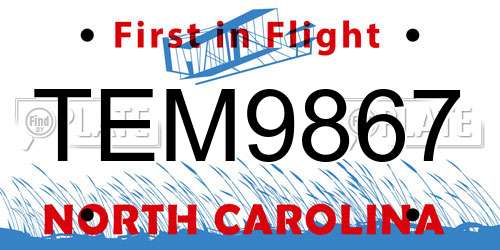 TEM9867 North Carolina License Plate
