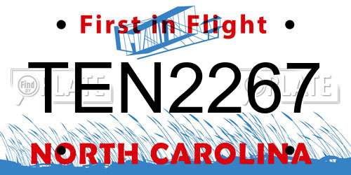 TEN2267 North Carolina License Plate