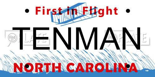 TENMAN North Carolina License Plate