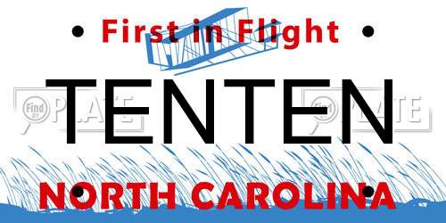 TENTEN North Carolina License Plate